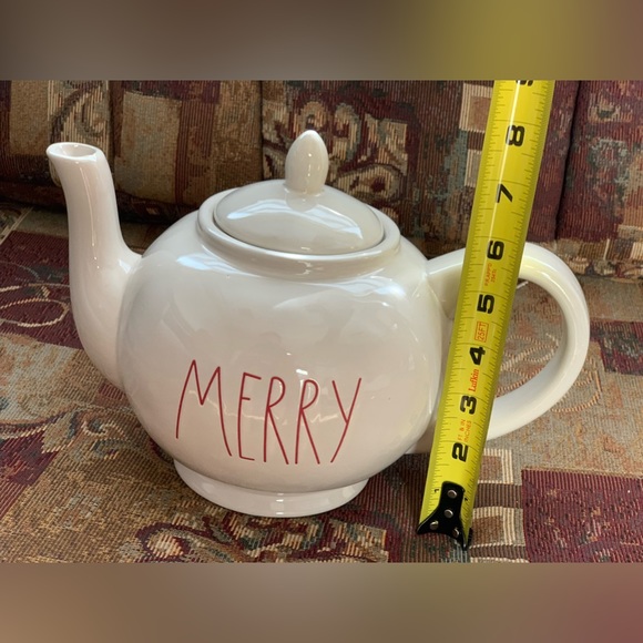 Rae Dunn by Magenta MERRY Ceramic Teapot | Ivory & Red | Artisan Collection 223 - Picture 9 of 10